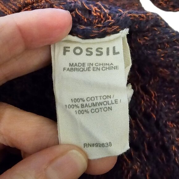 Fossil Marled Open Knit V-Neck Button Front Cardigan Sz S - Picture 8 of 10